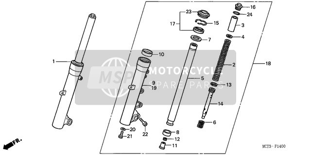 Honda FJS600 2002 Front Fork for a 2002 Honda FJS600